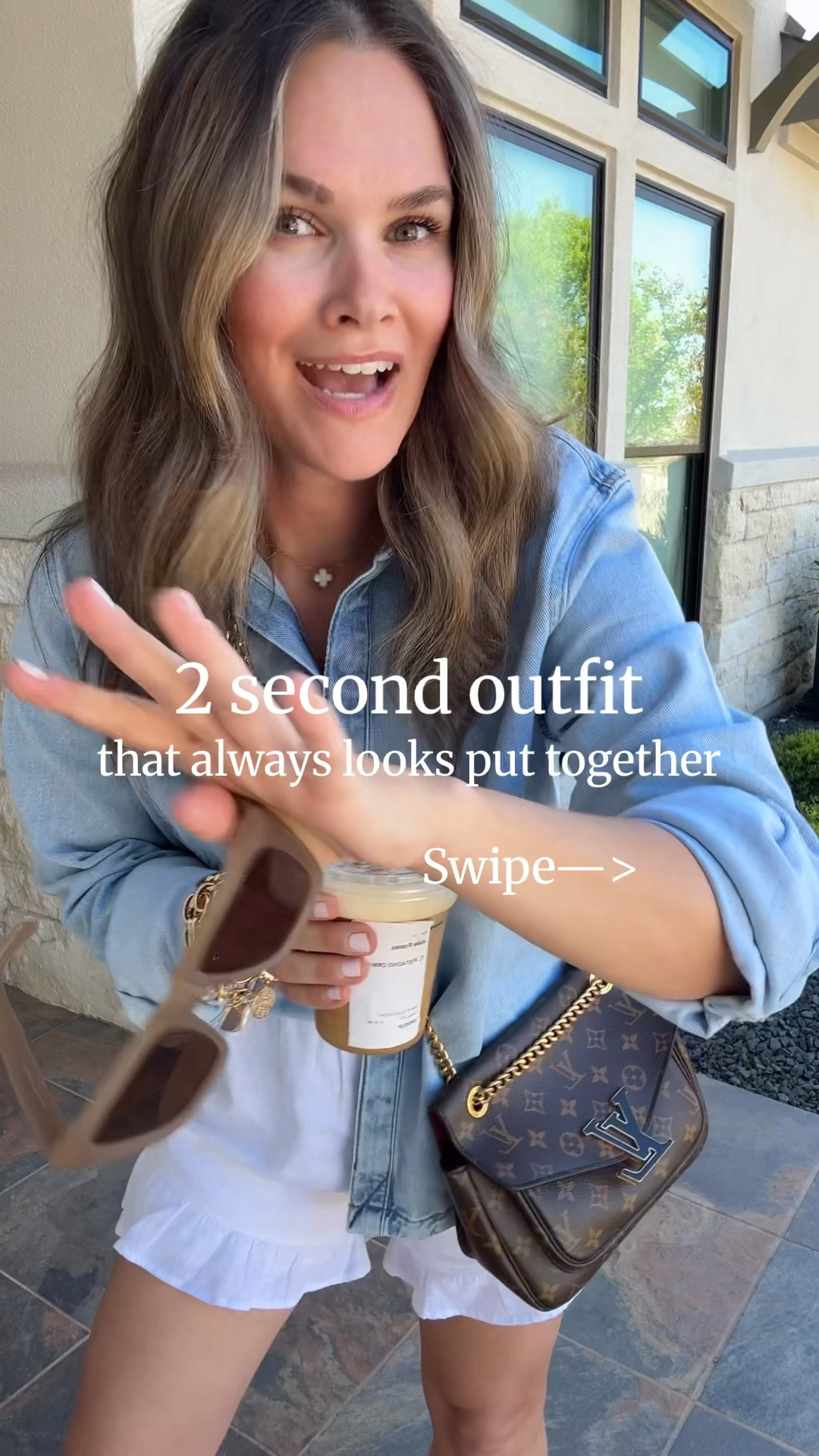 This is my go-to “look put together in 2 seconds” outfit 🤍 comment “YES PLEASE” for deets.  An easy denim top + flowy shorts + elevated accessories = effortless every time. The best part? You can recreate this look for less (yes, including the shoes 👀).
Linking all the pieces + look for less options—save this for your next “I have nothing to wear” moment.

#LTKgrwm #LTKootd #LTKSaleAlert