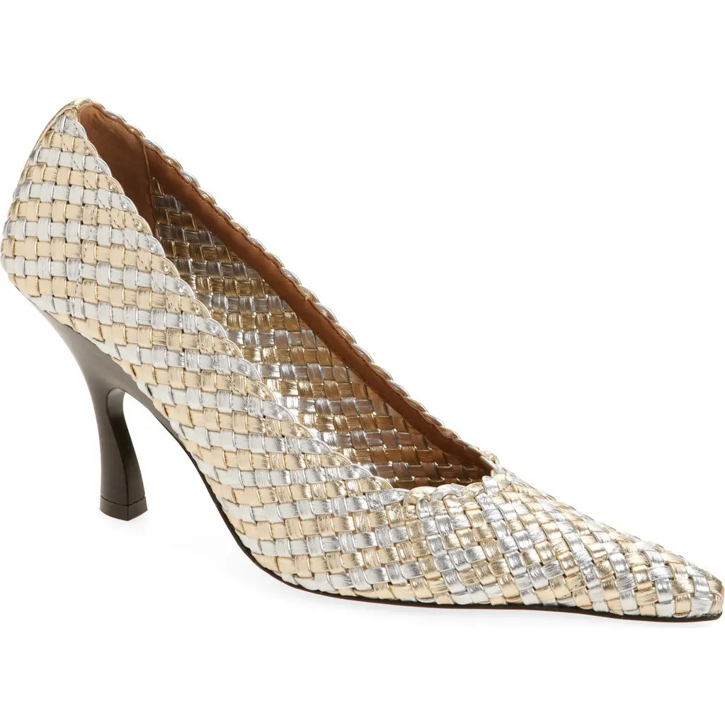 Stella McCartney Elsa Woven Pointed Toe Pump in Silver/Gold at Nordstrom, Size 9.5Us | Nordstrom