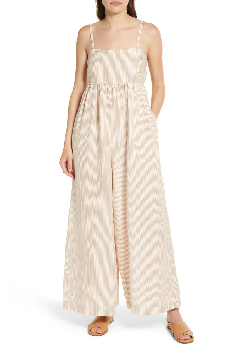 Madewell Linen Blend Tie Back Wide Leg Jumpsuit | Nordstrom | Nordstrom