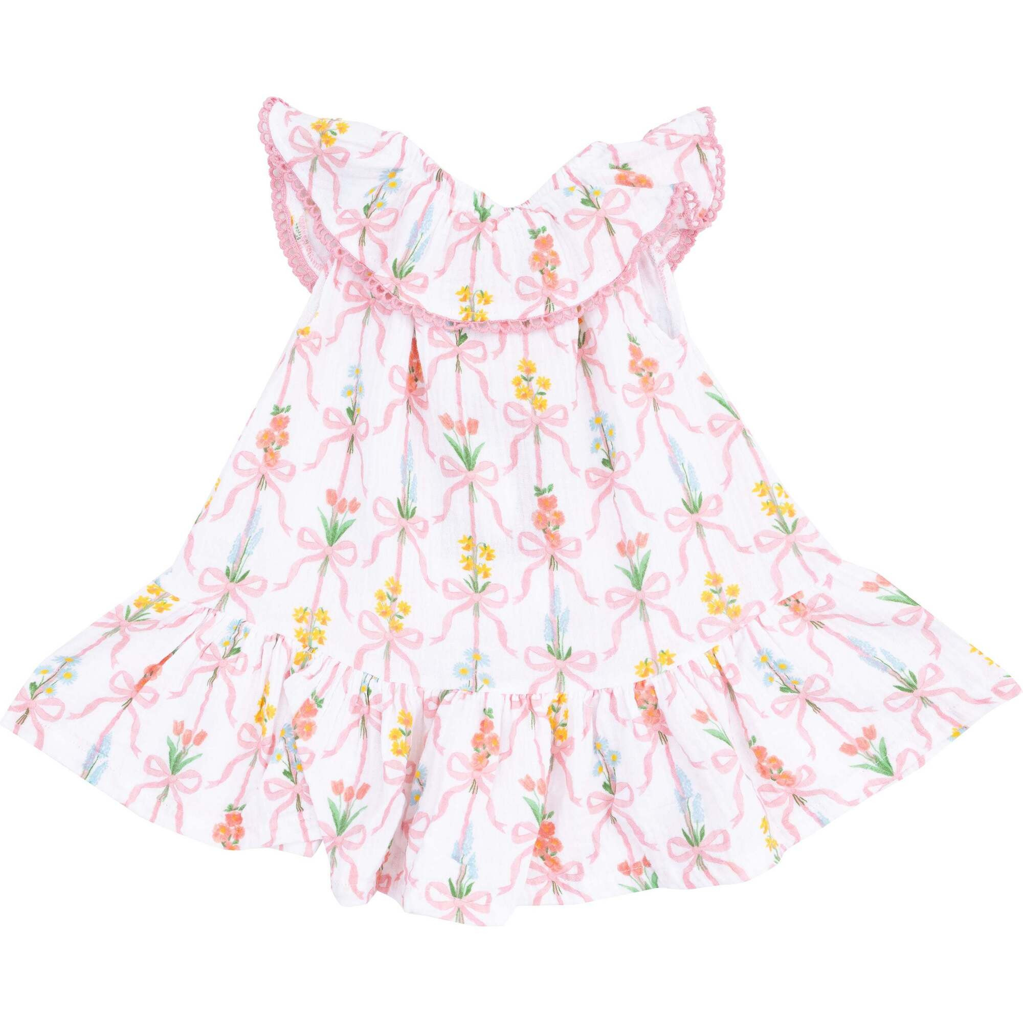 Circle Neck Ruffle Dress, Ribbon Bouquets | Maisonette