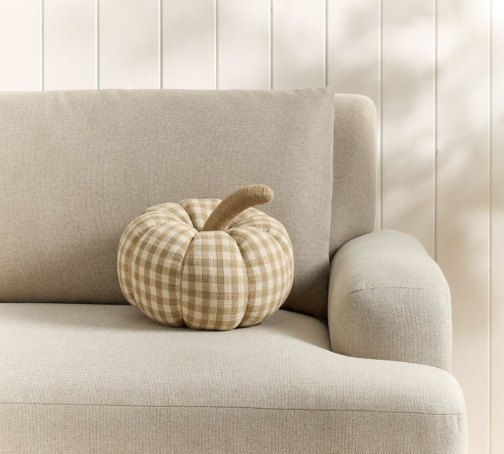 Blaine Check Pumpkin Shaped Pillow | Pottery Barn (US)