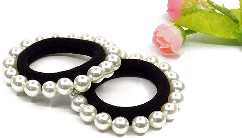 Suoirblss 5 PCS Beauty Hair Elastics with Elegant and Beautiful Imitation Pearls Hair Ties Hair B... | Amazon (US)