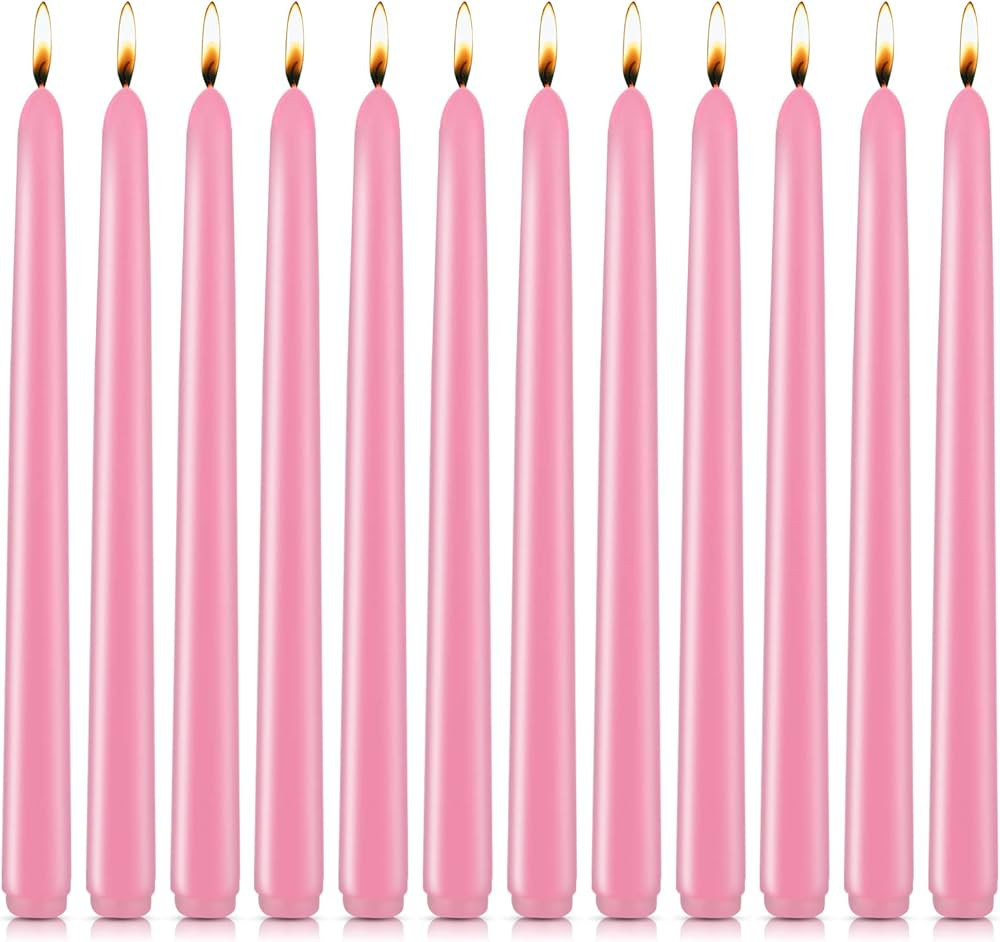 10 inch Pink Taper Candles for Christmas Advent, Set of 12 Unscented Dripless Candlesticks - 8 Ho... | Amazon (US)
