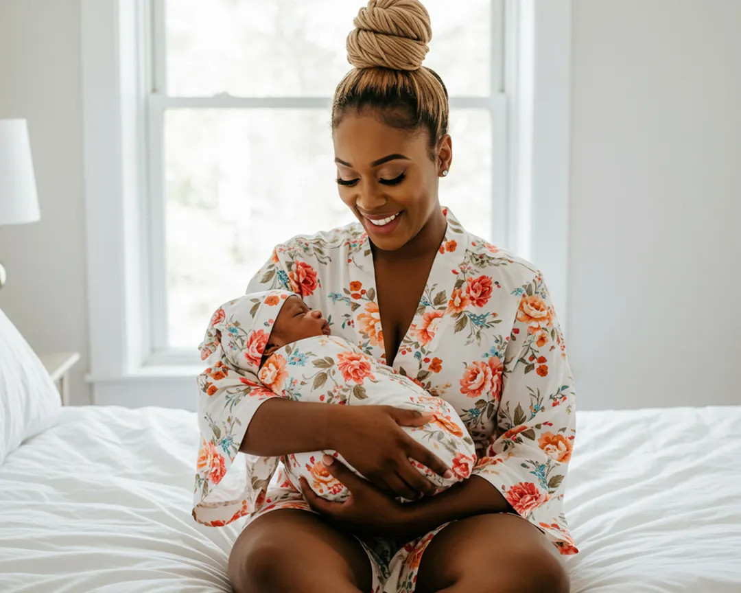 Floral Maternity Robes, Matching Robe and Swaddle Set Mom to Be Robes Pregnancy & Nursing Robe, S... | Etsy (US)