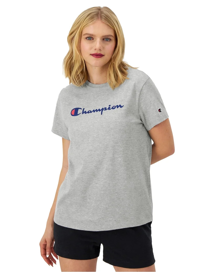 Champion Women\u2019s Classic T-Shirt with Script Logo, Standard Fit, 100% Cotton, Sizes S-XL | Walmart (US)