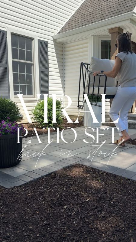 This viral patio set is back in stock and under $300!! Cushions come in white OR white & black striped. It’s a total look for less, super comfy, and best of all - AFFORDABLE! What do you think!!?

#LTKHome #LTKVideo #LTKSeasonal
