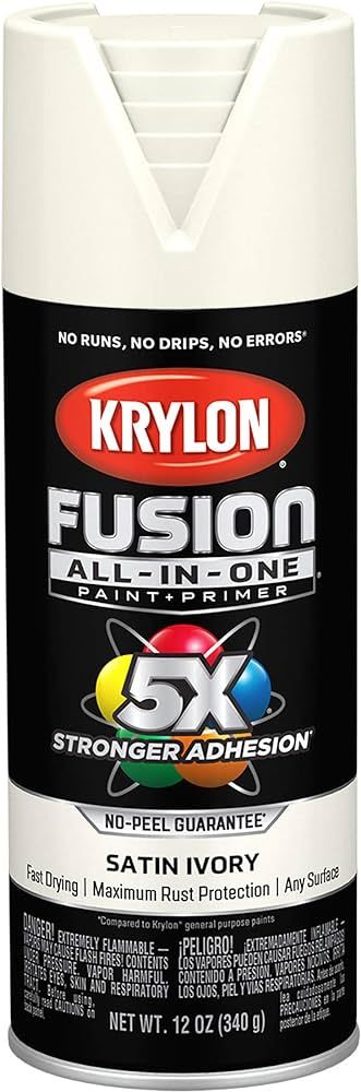 Krylon K02739007 Fusion All-In-One Spray Paint for Indoor/Outdoor Use, Satin Ivory 12 Ounce (Pack... | Amazon (US)