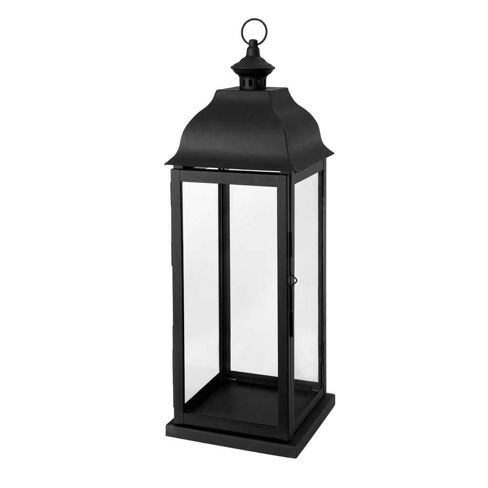 Hampton Bay 22 in. Traditional Black Steel Outdoor Patio Lantern-HD19143M - The Home Depot | The Home Depot