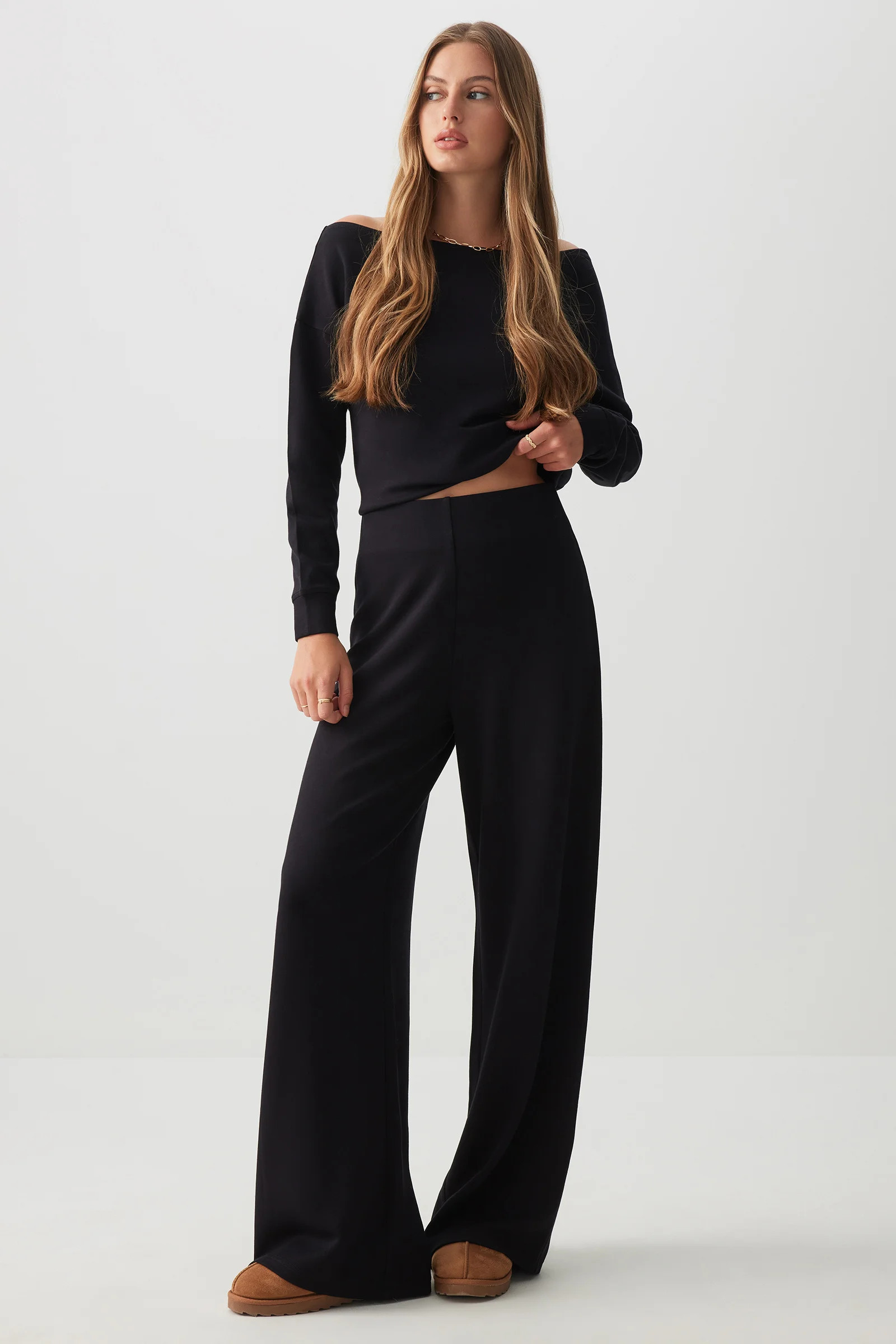 Scuba Fabric Wide Leg Pants | Ardene