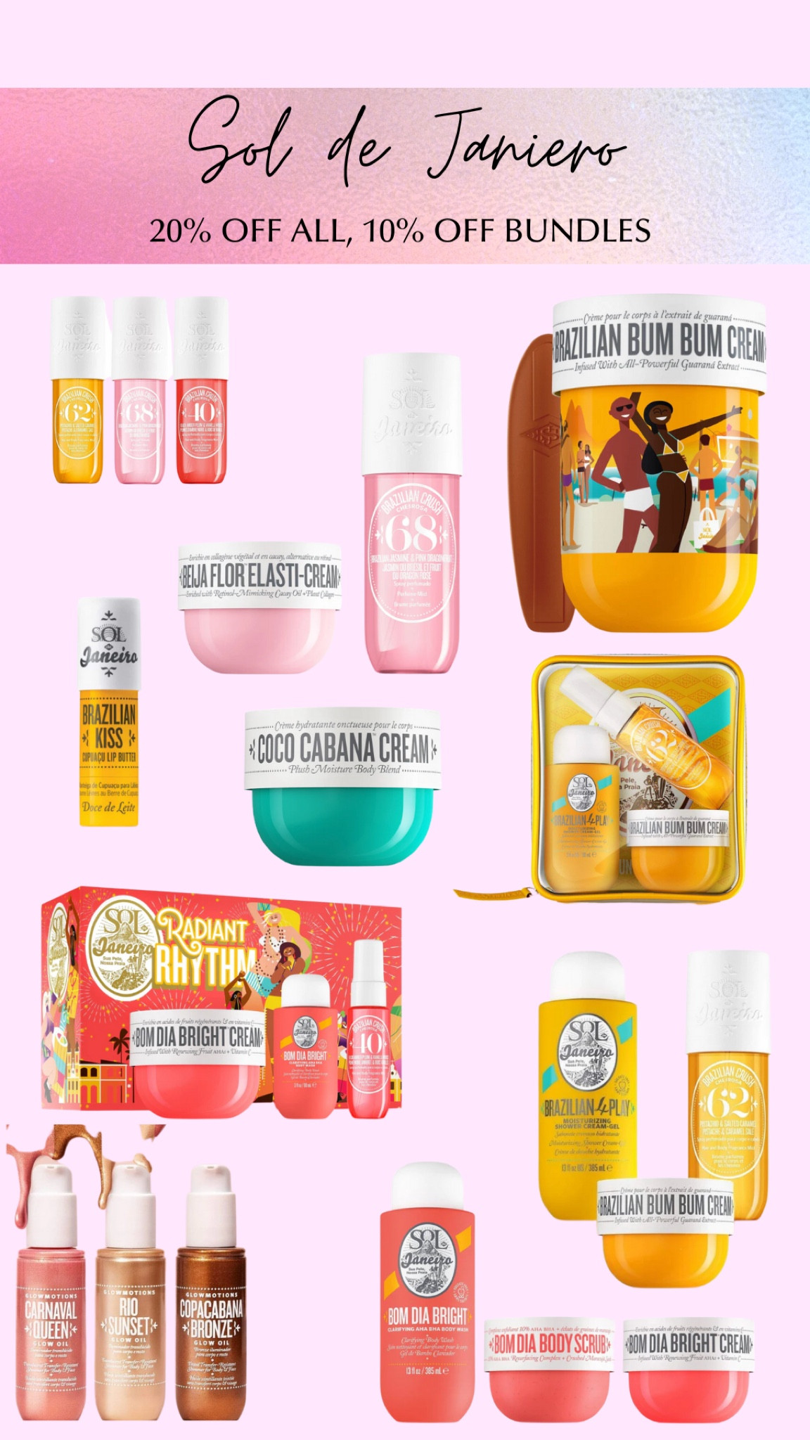 Sol de Janiero sitewide cyber sale! 20% off all products and 10% off bundles! 

#LTKGiftGuide #LTKbeauty #LTKSeasonal