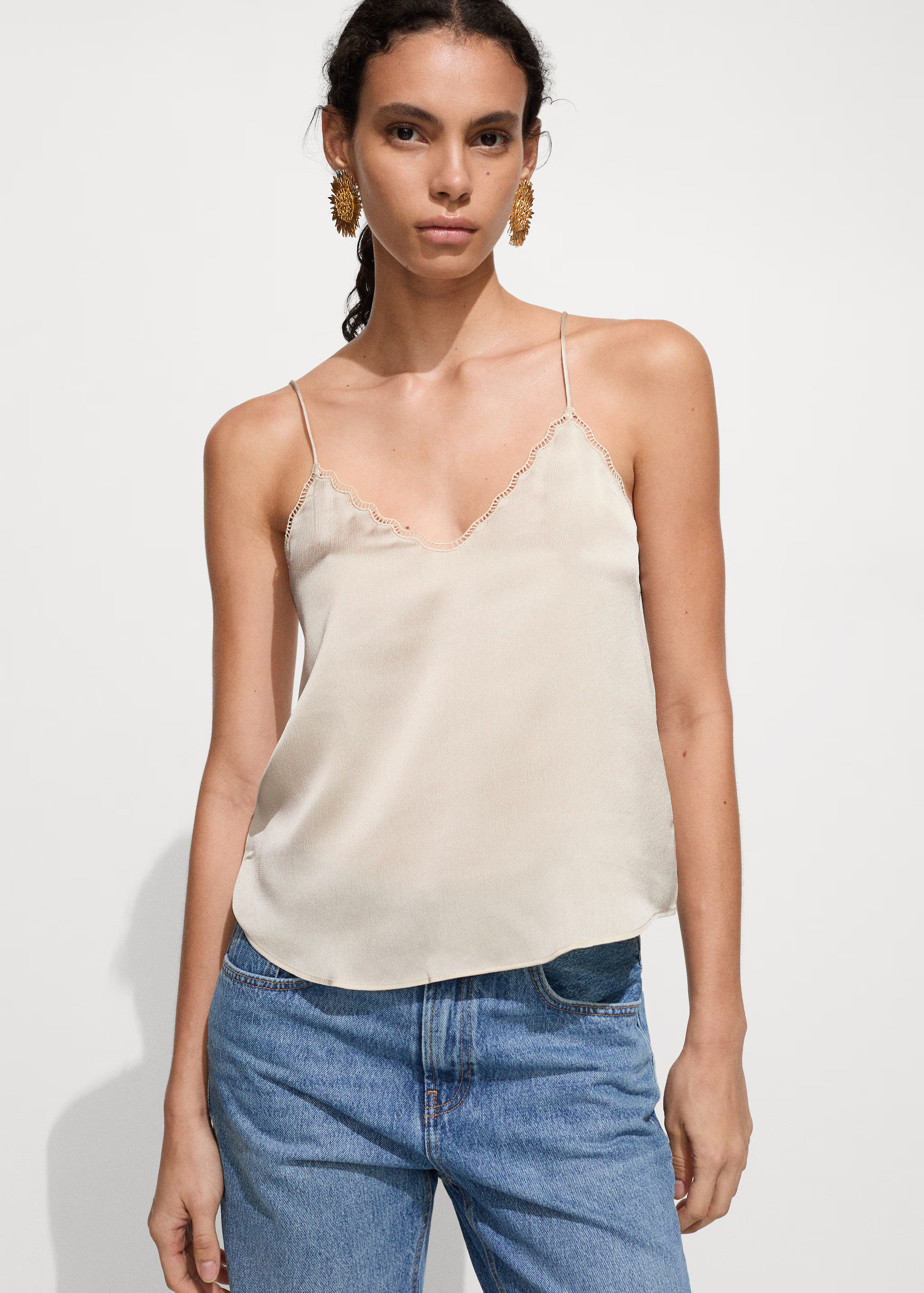 Satin top with straps - Women | MANGO United Kingdom | MANGO (UK)