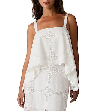 Ainslee Square Neck Sleeveless Coordinating Eyelet Handkerchief Tank Top | Dillard's