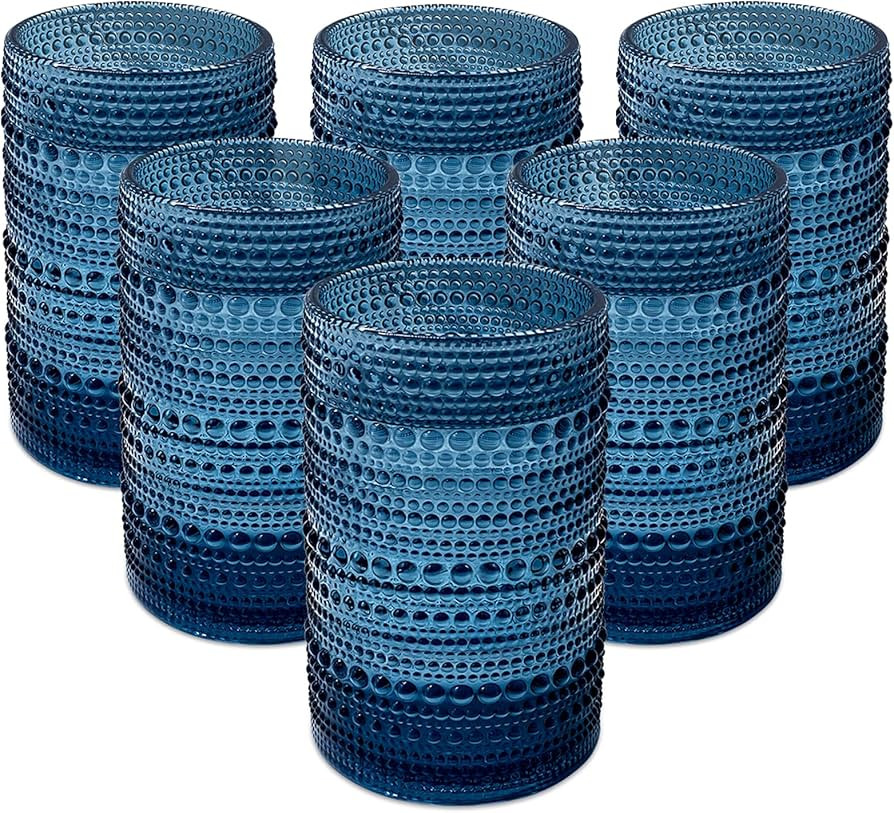 Vintage Drinking Glasses Glassware: 15oz Water Cups Set of 6 - Thick Glass Vintage Hobnail Tumble... | Amazon (US)