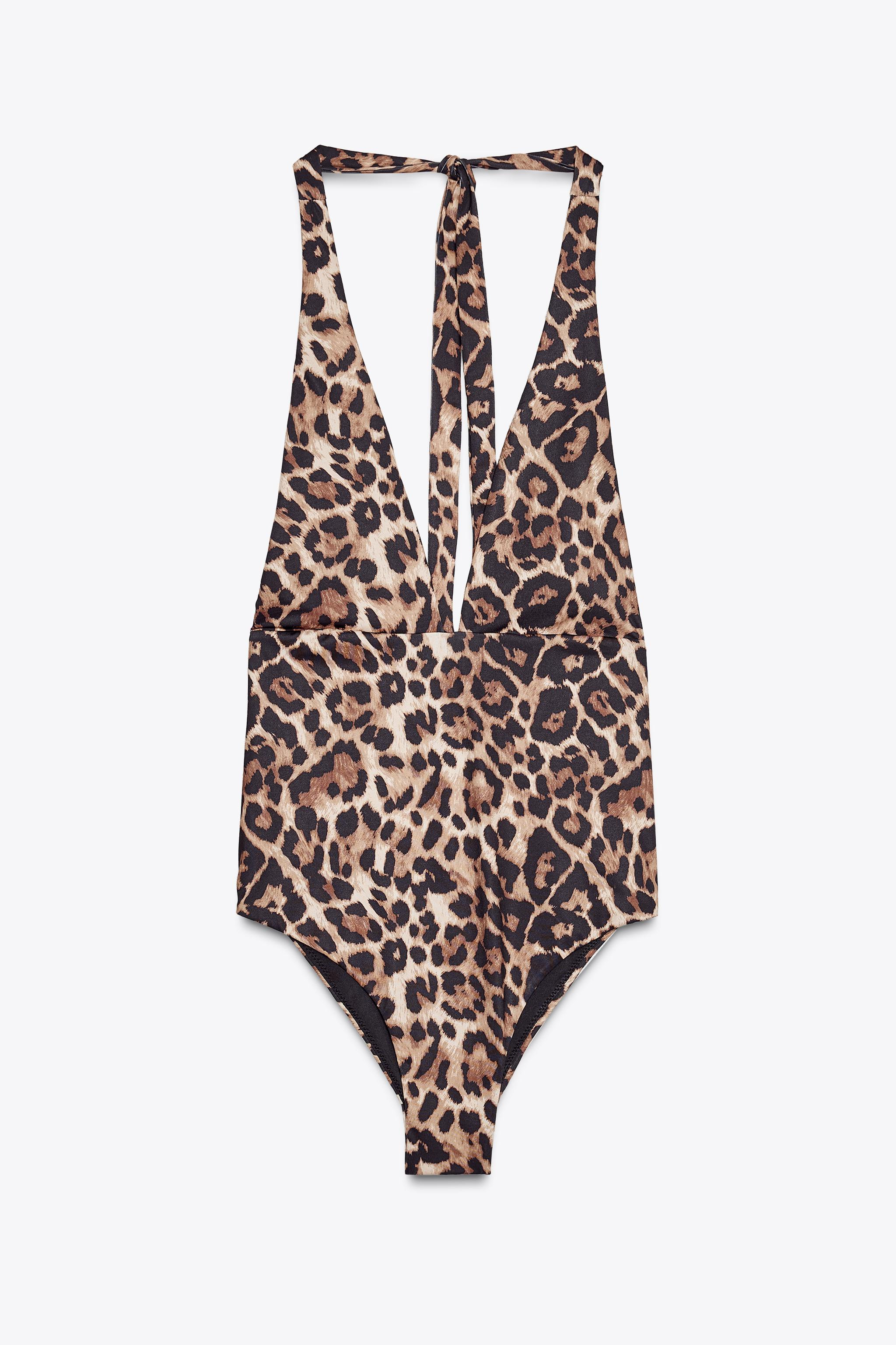 ANIMAL PRINT HALTER SWIMSUIT | Zara US