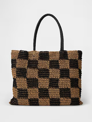 Gingham Straw Tote Bag | Gap (US)