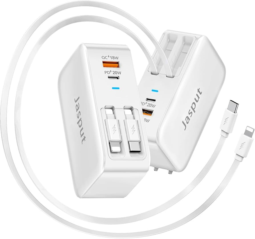 4 in 1 Retractable Wall Charger with Dual Cables,40W Retractable Phone Charger Wall Plug with Dua... | Amazon (US)