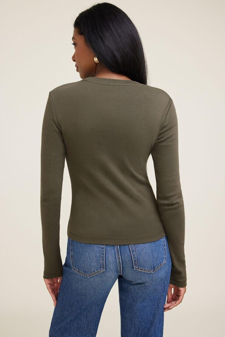 Slim Cotton Long Sleeve T Shirt | Dynamite Clothing