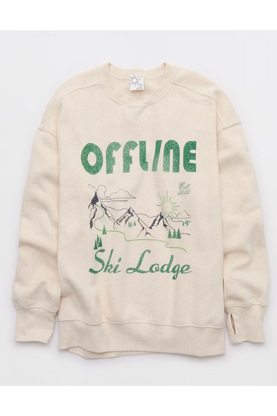 OFFLINE By Aerie Cloud Fleece Oversized Crewneck Women's Heather Frost XXS | American Eagle Outfitters (US & CA)