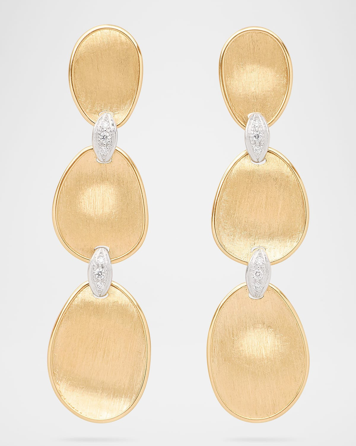 18K Gold Lunaria Three-Drop Earrings with Diamonds | Neiman Marcus