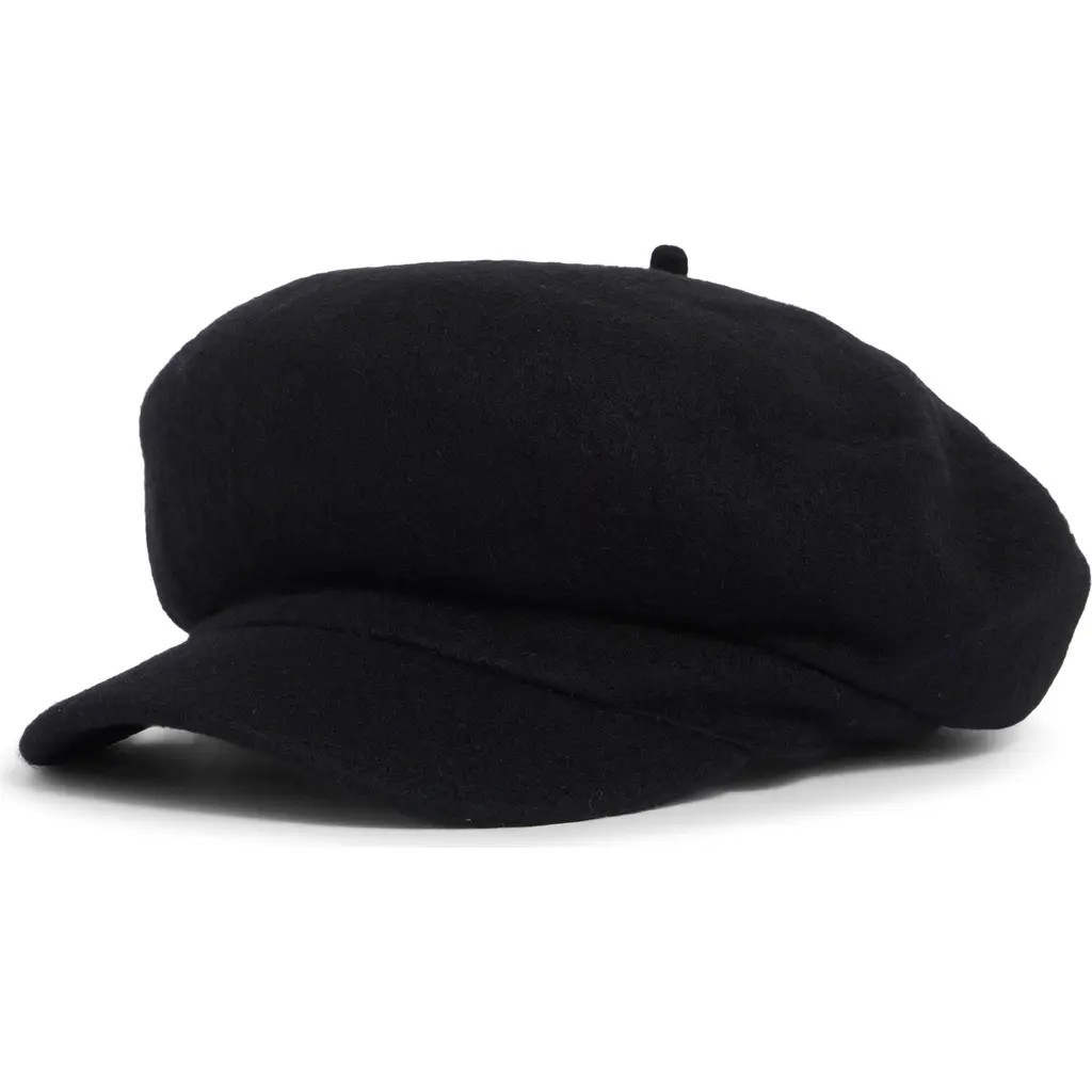 Treasure & Bond Wool Blend Newsboy Cap in Black at Nordstrom | Nordstrom