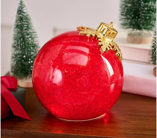 "As Is" 6" Illuminated Glittered Glass Ornament by Valerie | QVC