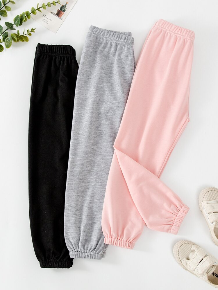 Toddler Girls 3pcs Solid Elastic Waist Sweatpants | SHEIN