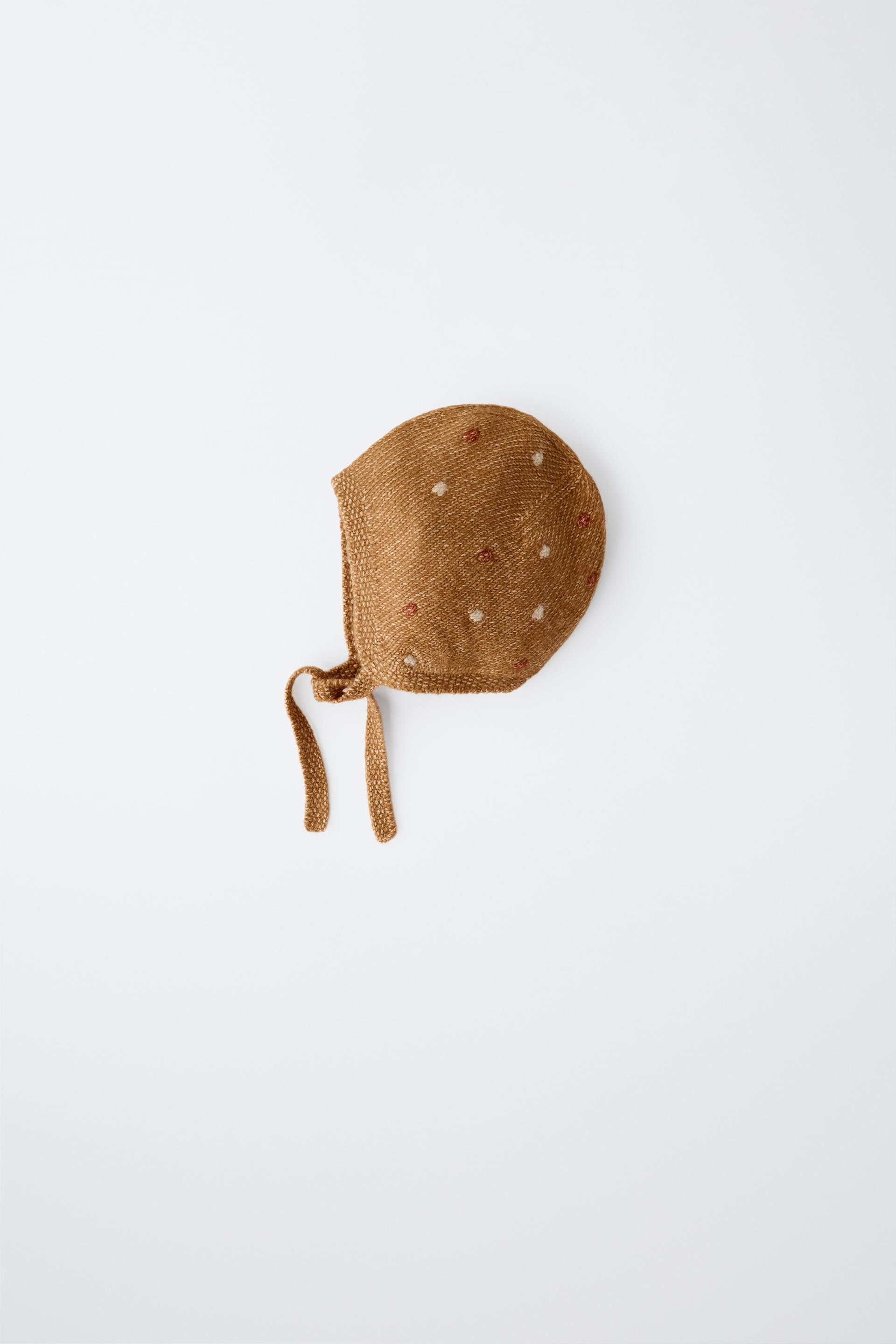 Zara - Knit Pom-Pom Bonnet - Toffee - 0-3 Months - Kids | Zara US