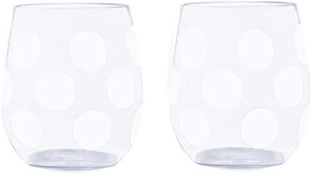 Kate Spade New York Stemless Wine Glass Set of 2, BPA-free Wine Glasses, 14 Ounce Capacity, Jumbo Do | Amazon (US)