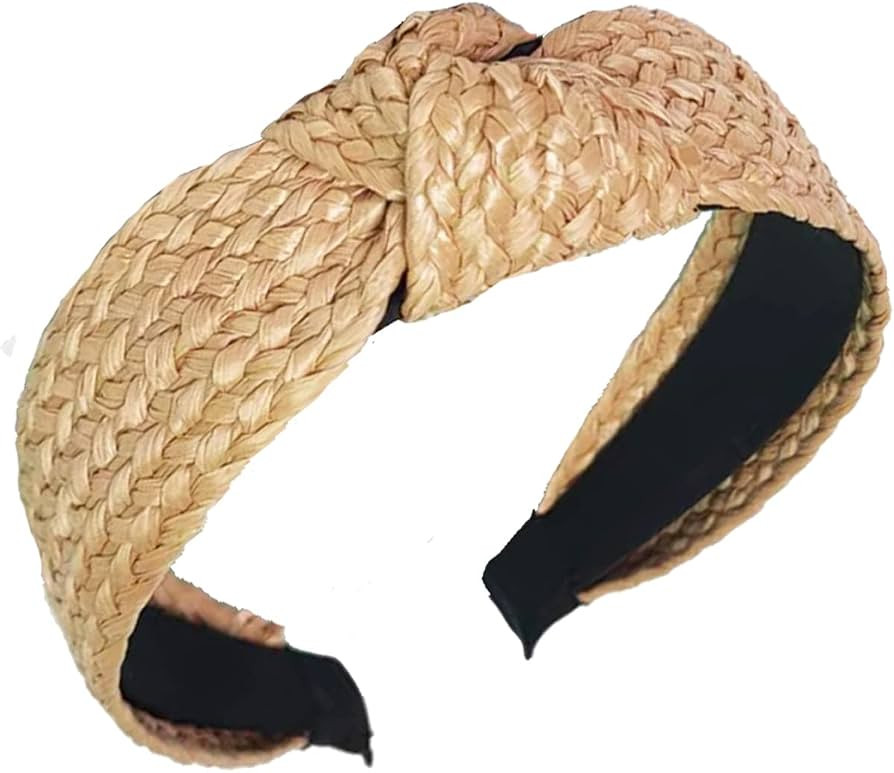Lvyeer Straw Knot Headbands Fashion Rattan Wide Head Band Boho Headband Woven Headwear Hair Head ... | Amazon (US)