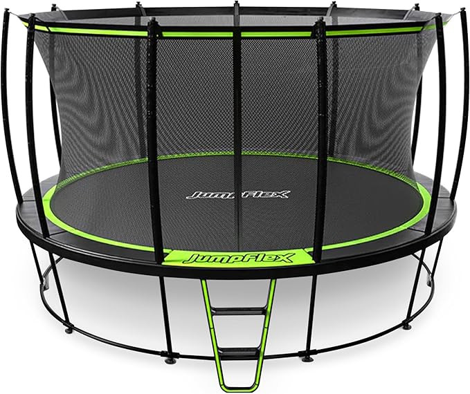 JumpFlex Hero Round Outdoor Backyard Trampoline with Net Safety Enclosure and Ladder - Heavy-Duty... | Amazon (US)