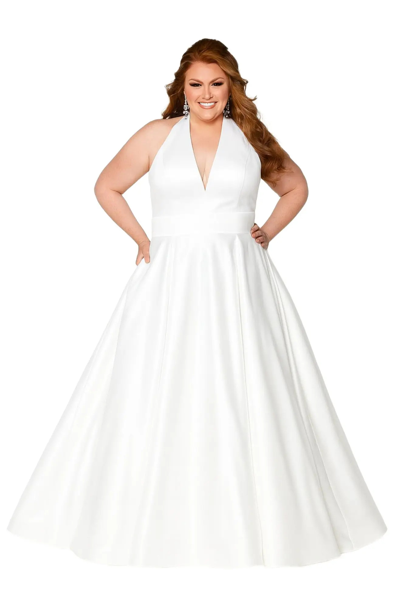 Sydney's Closet Plus Size Halter Wedding Dress (Women) | Nordstrom | Nordstrom