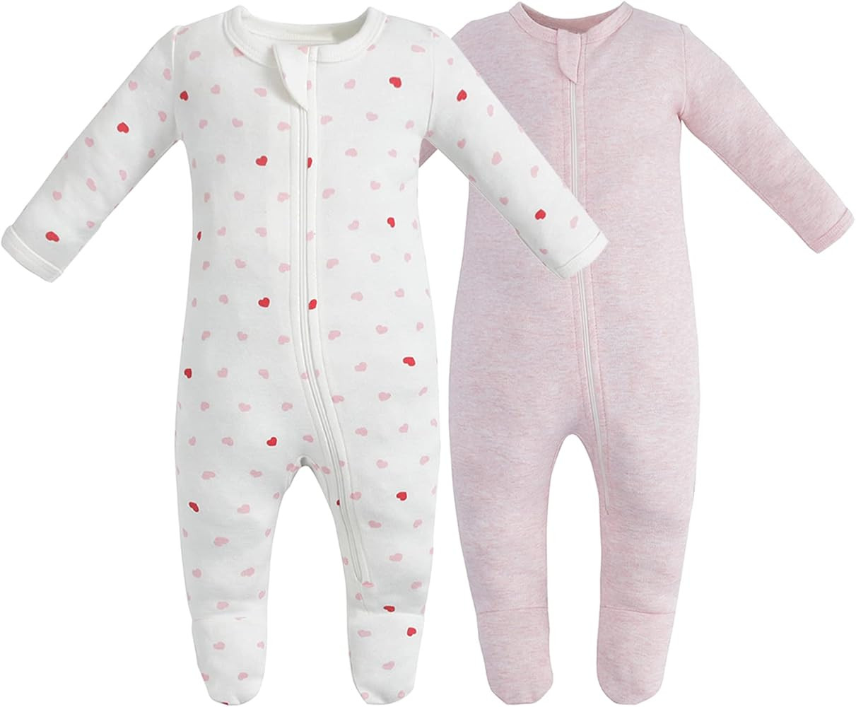 Owlivia Organic Cotton Baby Pajamas, Boys Girls Zip Front Sleep 'N Play Pjs, Footed Sleeper, Long... | Amazon (US)