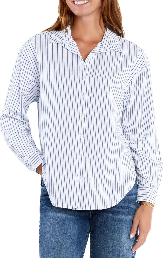 Slick Stripe Cotton Blend Button-Up Shirt | Nordstrom