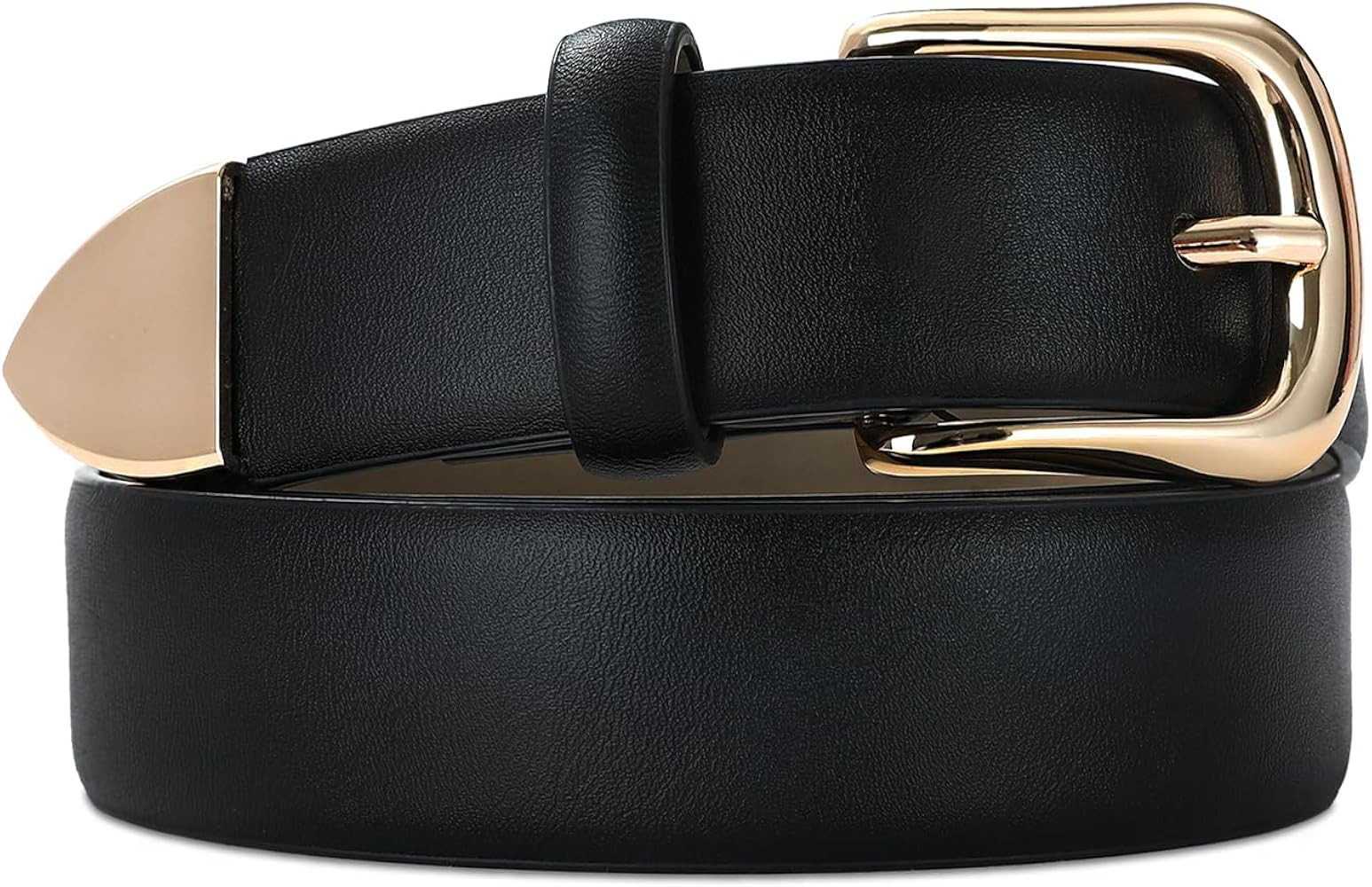 Women's Leather Belts with Gold Buckle Fashion Leather Waist Belt Elegant Ladies Belts for Jeans ... | Amazon (US)