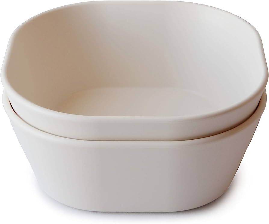 mushie Square Dinnerware Bowls for Kids | Made in Denmark, Set of 2 (Ivory) | Amazon (US)