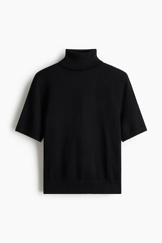 H & M - Fine-knit polo-neck top - Black | H&M (UK, MY, IN, SG, PH, TW, HK)