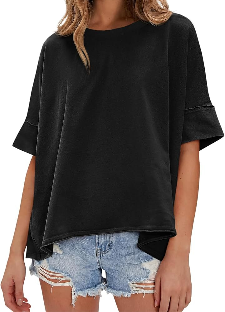 Tankaneo Womens Oversized T-Shirts Casual Summer Tees Short Sleeve Tops | Amazon (US)