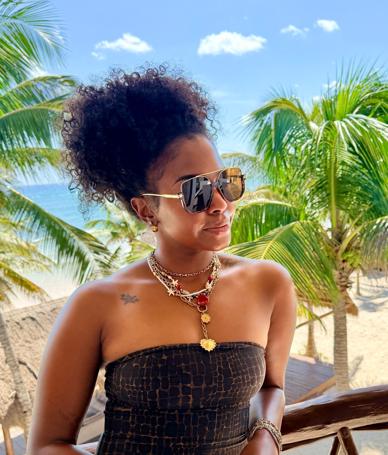 Got these sunglasses the day before we left and I LOVE them! They come in a pack of 2 under $25 
Most jewelry is my collection (shoplivinfearless.com) or from a local vendor selling jewelry on the beach. 


#LTKStyleTip #LTKFindsUnder50