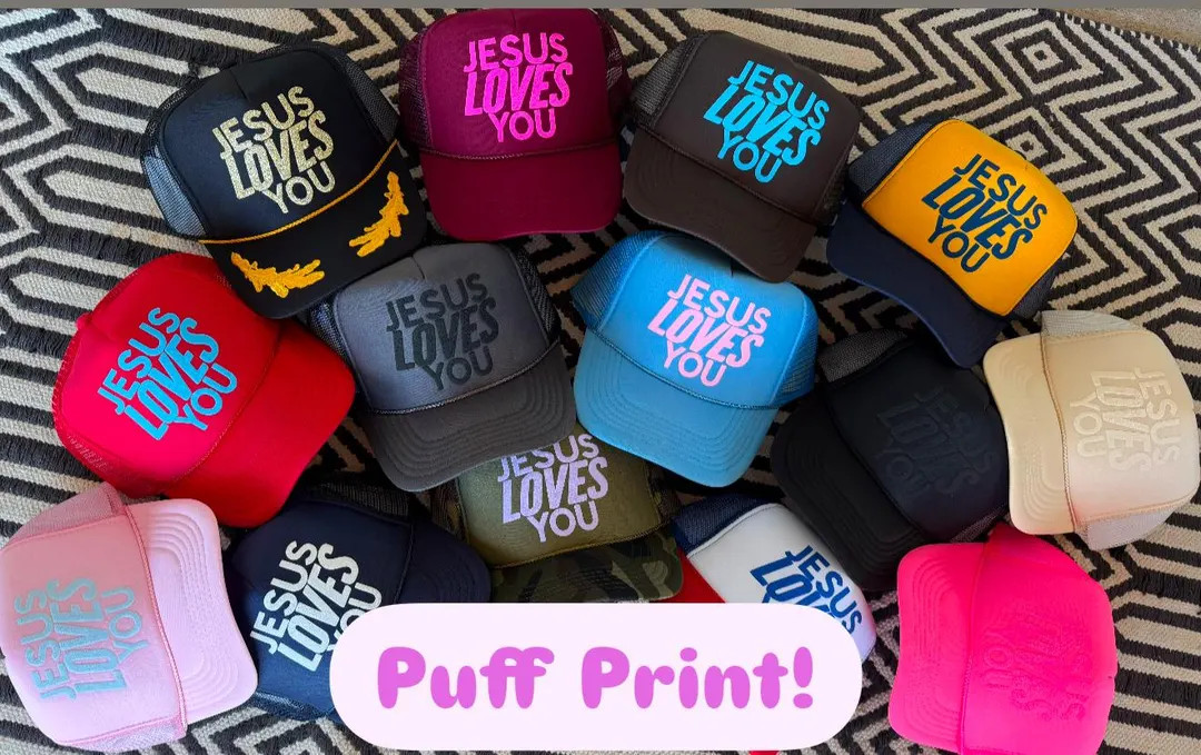 Happystack Trucker Hat, Jesus Loves You Trucker Hat, Custom Trucker Hat, Happystack Shop, Valenti... | Etsy (US)