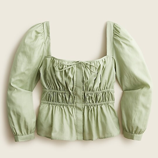 Cinched-waist top in herringbone cotton | J. Crew US