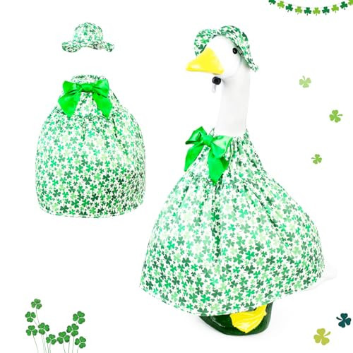 cyzucle 23 Inch St. Patrick’s Day Porch Goose Outfit – Shamrock Skirt with Green Bow & Adjustable Clover Hat, Holiday Porch Yard Decor | Amazon (US)
