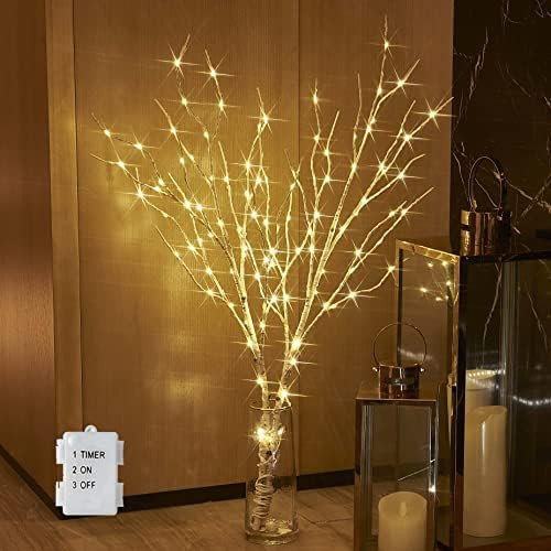 BAOLITVINE Birch Branch Lights with Timer Battery Operated 100 LED Fairy Lights, Lighted Willow B... | Amazon (US)
