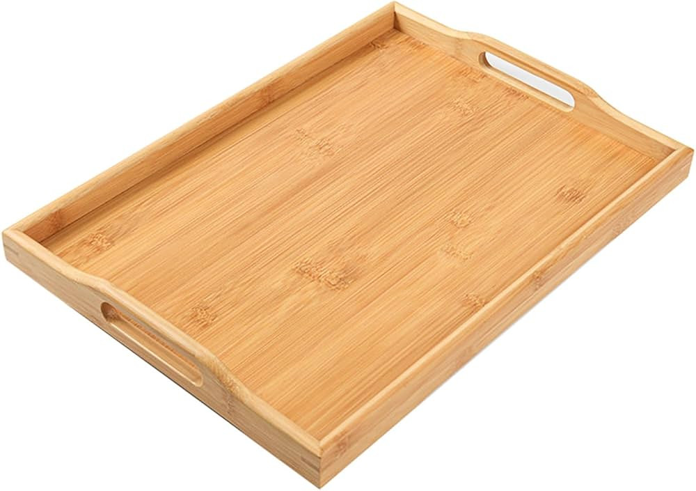 GKYMYZ Bamboo Wood Tray with Handles,16.5x11.5x2 inches,Wooden Serving Trays,Couch Tray Table,Sui... | Amazon (CA)