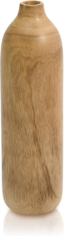 AeraVida 10-Inch Handmade Mango Wood Bottle Vase | Decorative Brown Wooden Flower Vase for Living... | Amazon (US)
