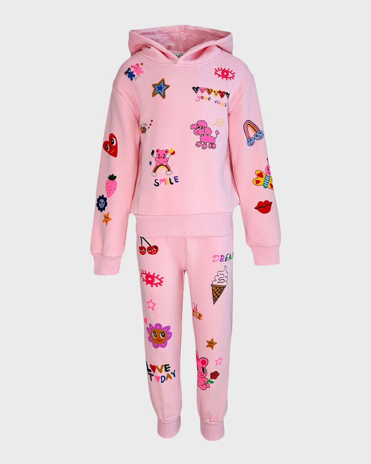 Girl's Two-Piece Hoodie & Joggers Set W/ Doodles, Size 2-12 | Neiman Marcus
