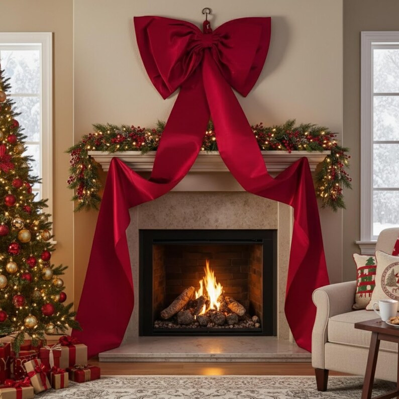 Oversized Christmas Tree Bow - Christmas Tree Topper, Satin Bow, Wedding Decor, Extra Large Big B... | Etsy (US)