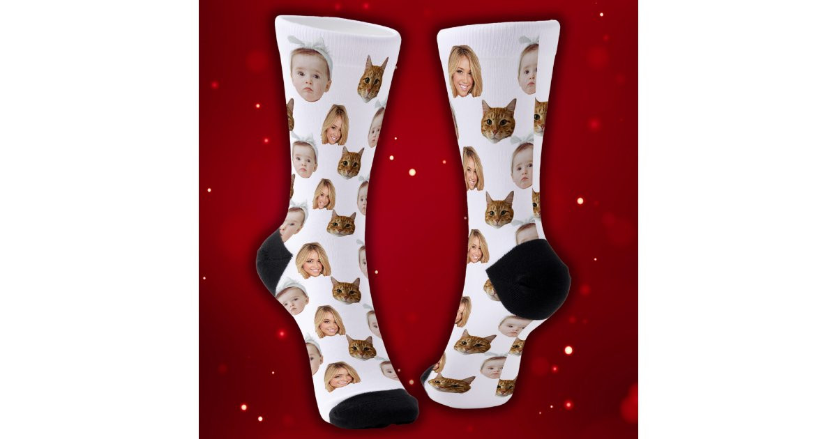 Custom Cute Family Face 3 Photos Socks | Zazzle | Zazzle