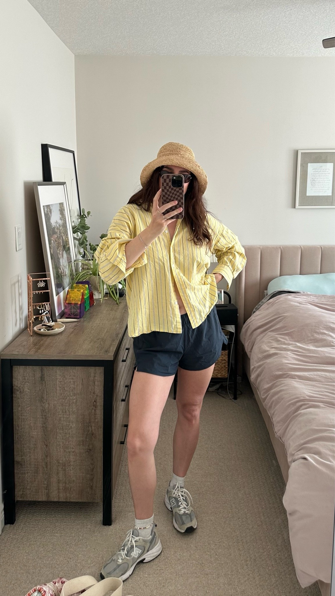 postpartum mom spring style running shorts oversized shirt new balance straw hat outfit

#LTKcanada #LTKsummer #LTKstyletip