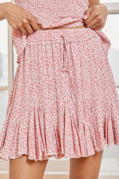 Keep Blossoming Pink Floral Print Pleated Mini Skirt | Lulus (US)