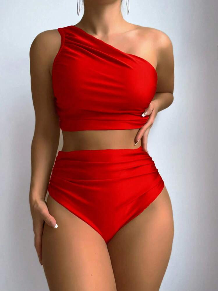 SHEIN Swim Basics Women's Solid Color Bikini Set For Beach/Vacation For Summer | SHEIN